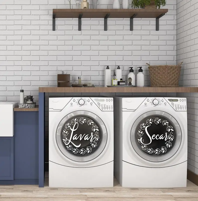 2PCS Laundry room decor Wash, Dry in Spanish Lavar Secar vinyl decal set, washing machines dryers. laundry room decor