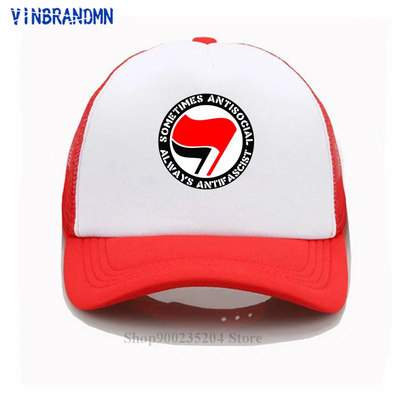 Antifa Symbol Baseball caps Sometimes Antisocial Always Antifascist sun hats Antifascism Socialist Leftist Antifa Flag Logo hats