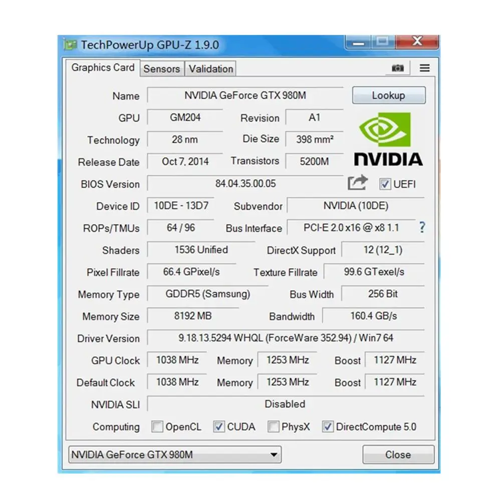 Imagem -06 - Original Gtx 980m Placa Gráfica de Vídeo Gtx980m Sli X-bracket 8gb Gddr5 Mxm N16e-gx-a1 para Dell para Alienware para Msi