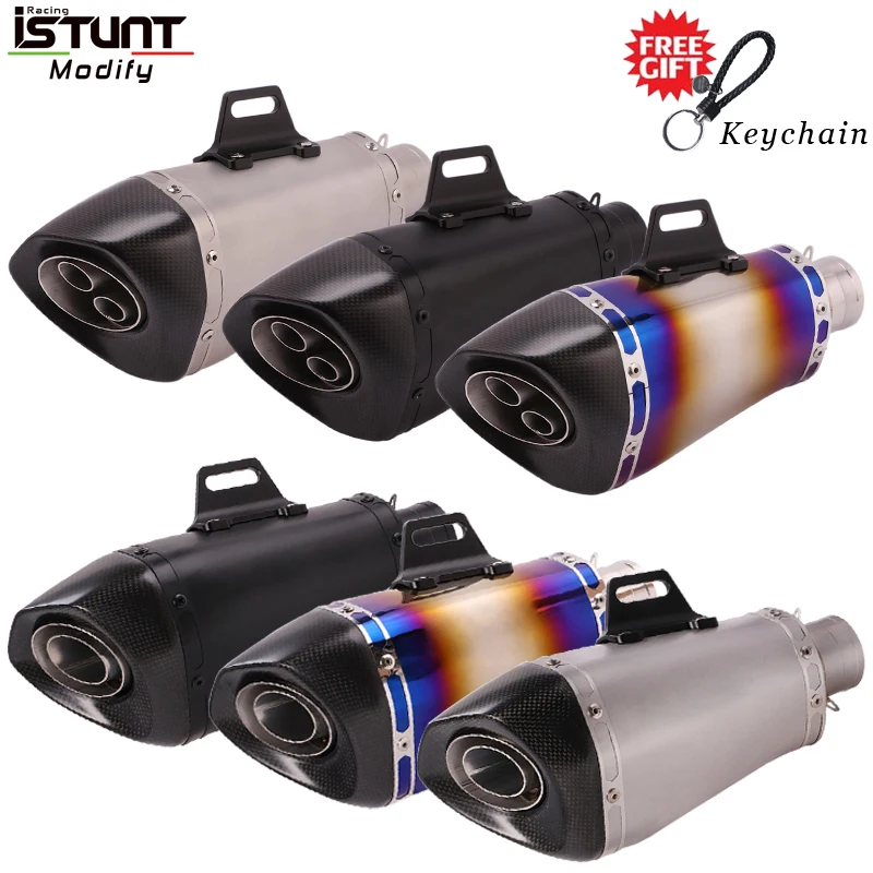 51mm Carbon fiber Universal Motorcycle exhaust Double hole muffler DB killer escape for R1 mt10 R3 ninja400 z250 z900 rc390 duke