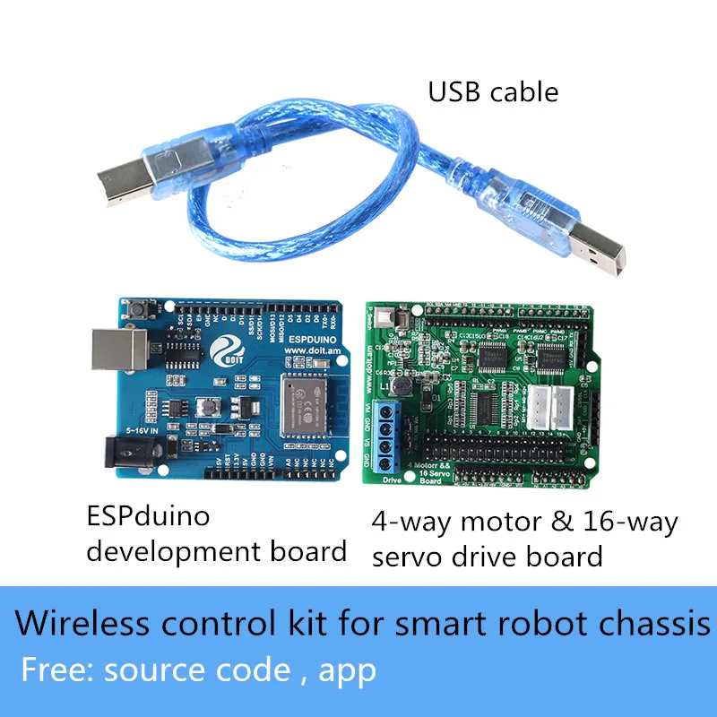 ESPduino Development Board + 4-Way Motor & 16-Way Servo Drive Board Wireless Control Kit For Smart Robot Chassis DIY For Arduino