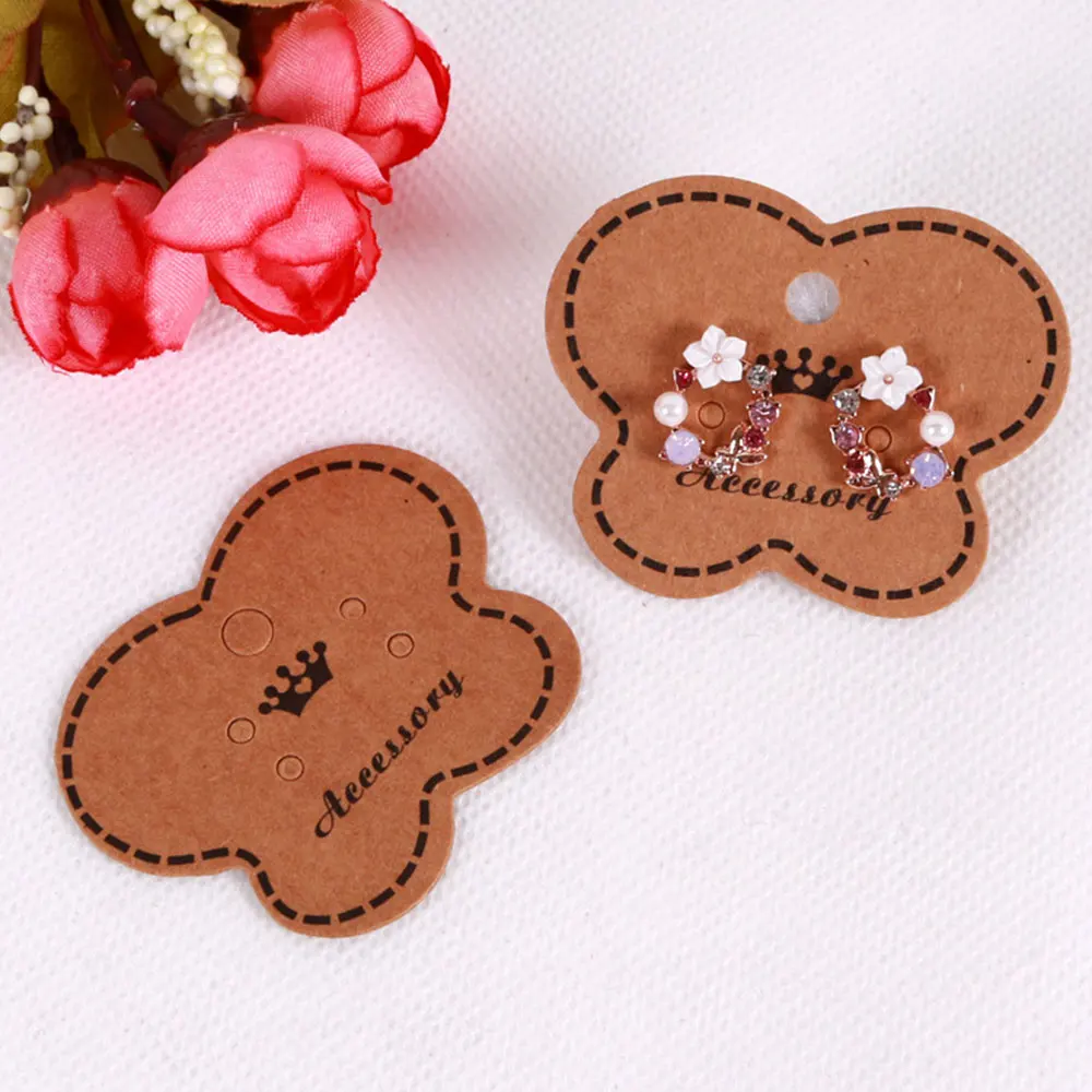 50Pcs Kraft Paper Jewelry Display Cards Cartoon Shape Paper Cardboardfor Handmade Stud Earring Packing  Price Tag Label Cards