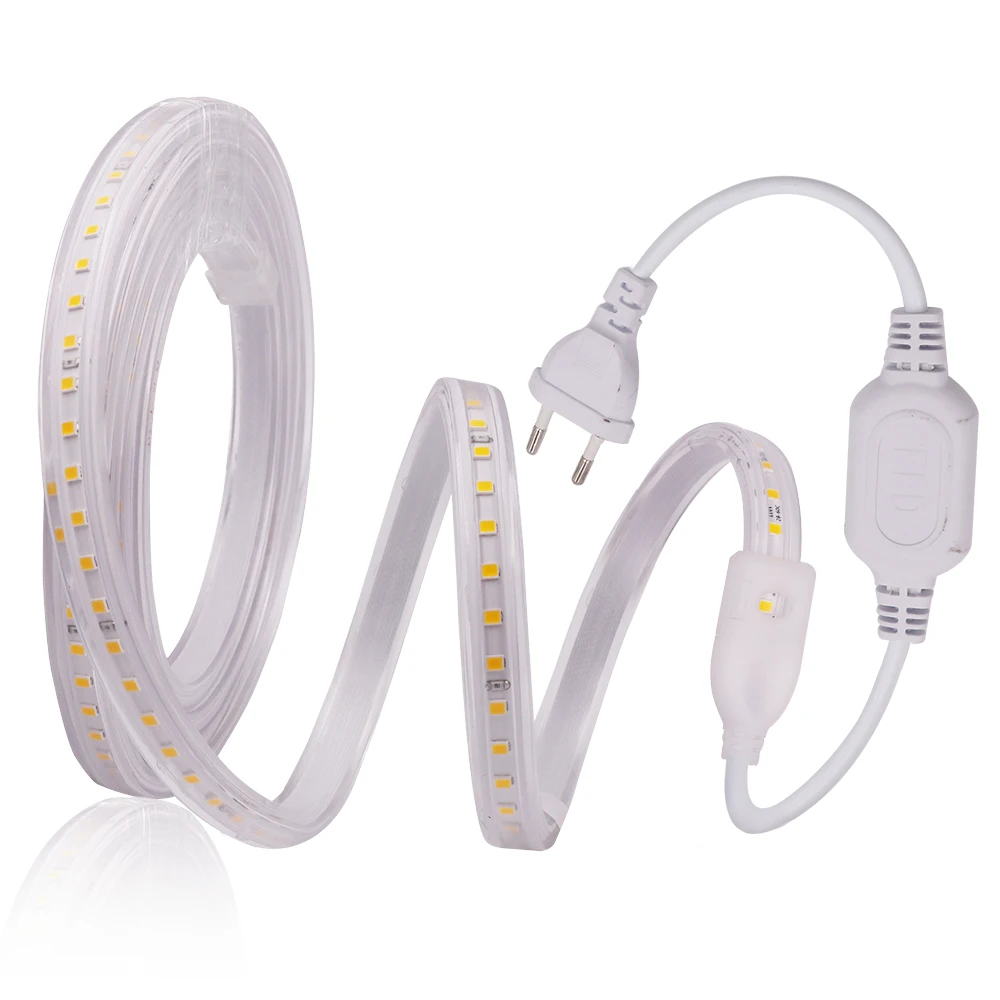 SMD 2835 LED Strip Light 20cm Cut 220V Outdoor Waterproof Flexible Led Ribbon 120leds/m Soft Light 220 V 1m 5m 10m 20m 50m 100m