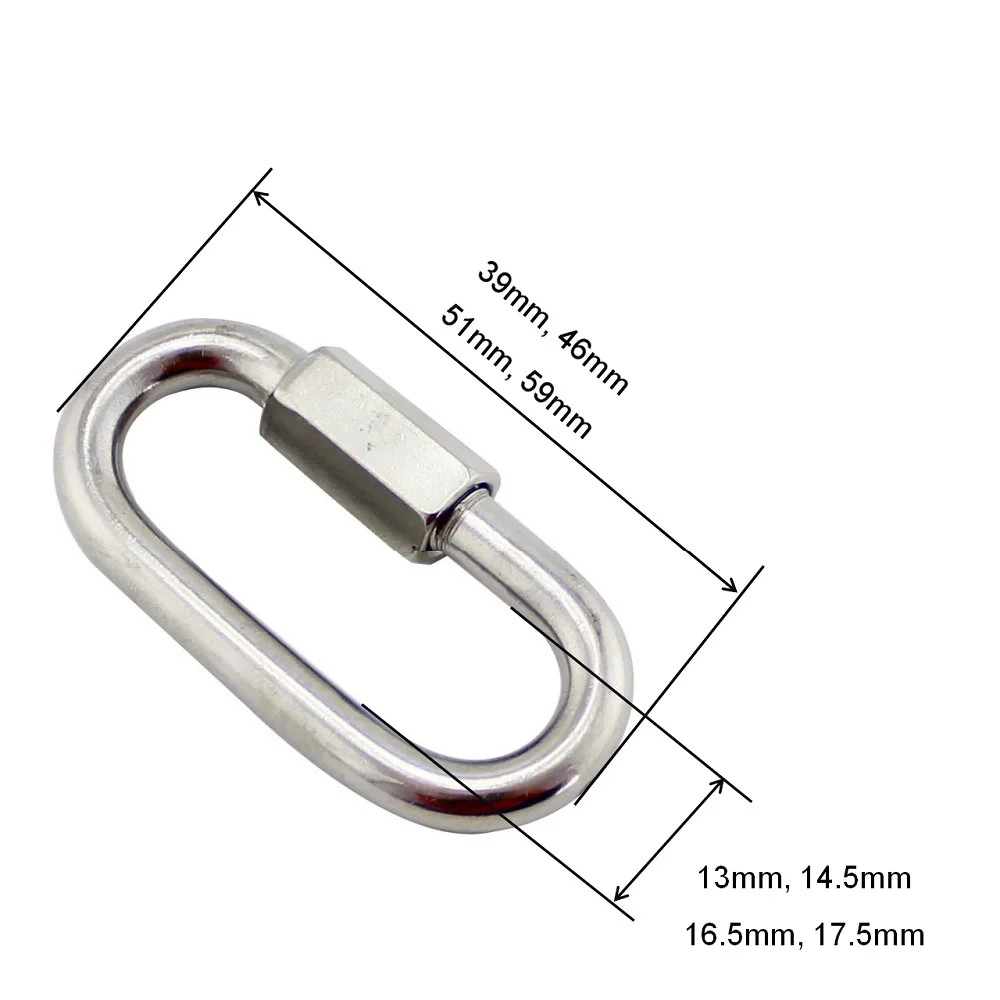 1PCS Quick Link Stainless Steel 304 Chain Connector Heavy Duty D Shape Locking Looks for and Outdoor Equipment