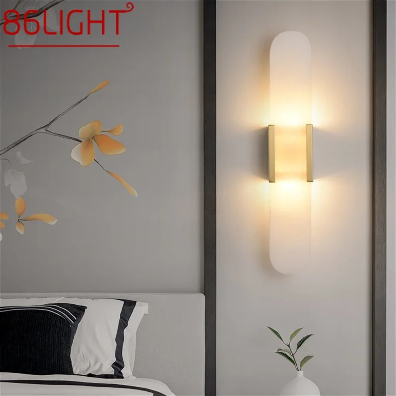 

86LIGHT Luxury Wall Sconces Brass Marble LED Modern Wall Light Fixture Indoor Home Decorative for Bedroom Living Room Office