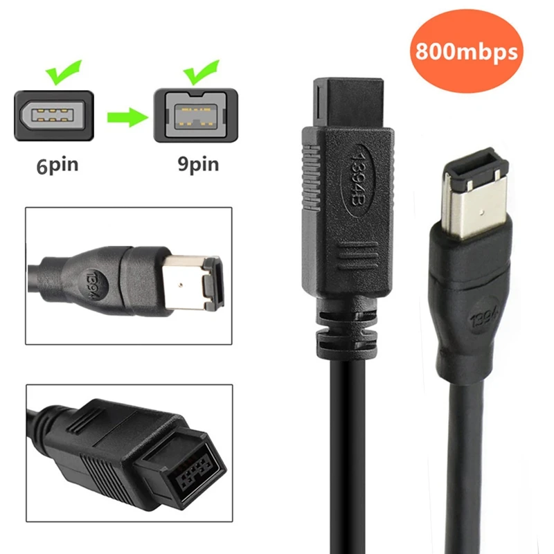 FireWire 800 IEEE-1394B 9pin 6Pin To 6pin 4 Pin To 4 Pin IEEE 1394 For ILink Adapter Cable 4Pin To Firewire 400 Cable 1.8m 3m 5m