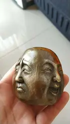 Chinese tibet brass 4 faces buddha head statue Figures