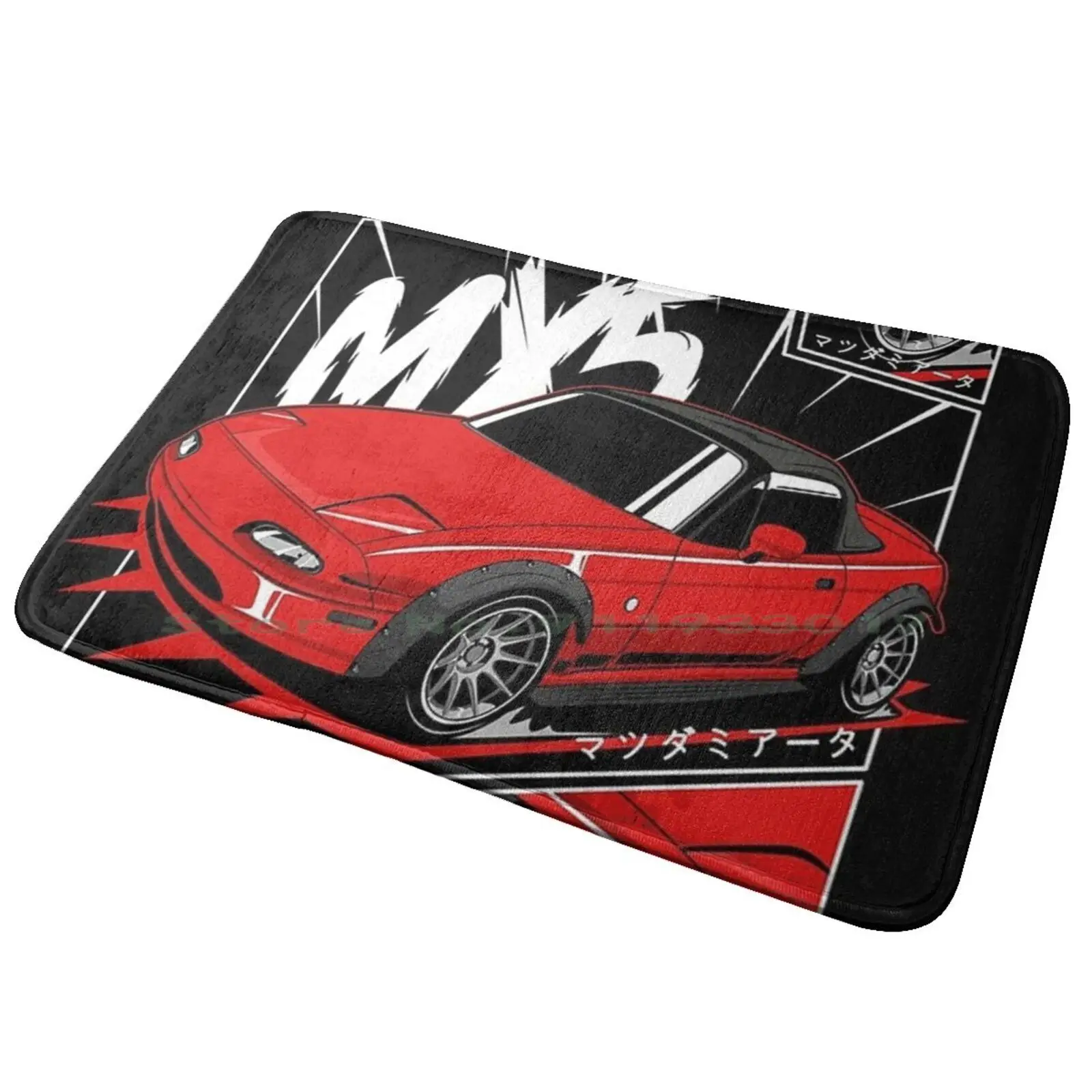 Mazda Mx5 Miata Manga Style Entrance Door Mat Bath Mat Rug Spanish Pattern Spain Portugal Spanish Tile Portuguese Tile Checked