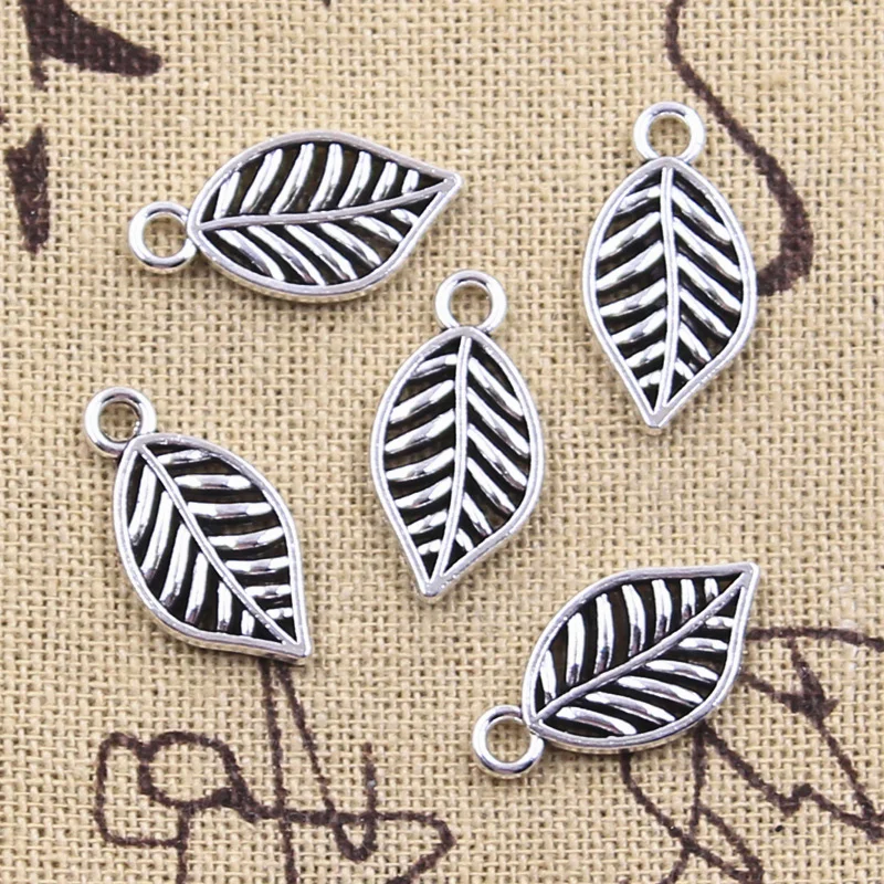 25pcs Charms Tree Leaf 20x10mm Antique Silver Color Pendants DIY Crafts Making Findings Handmade Tibetan Jewelry