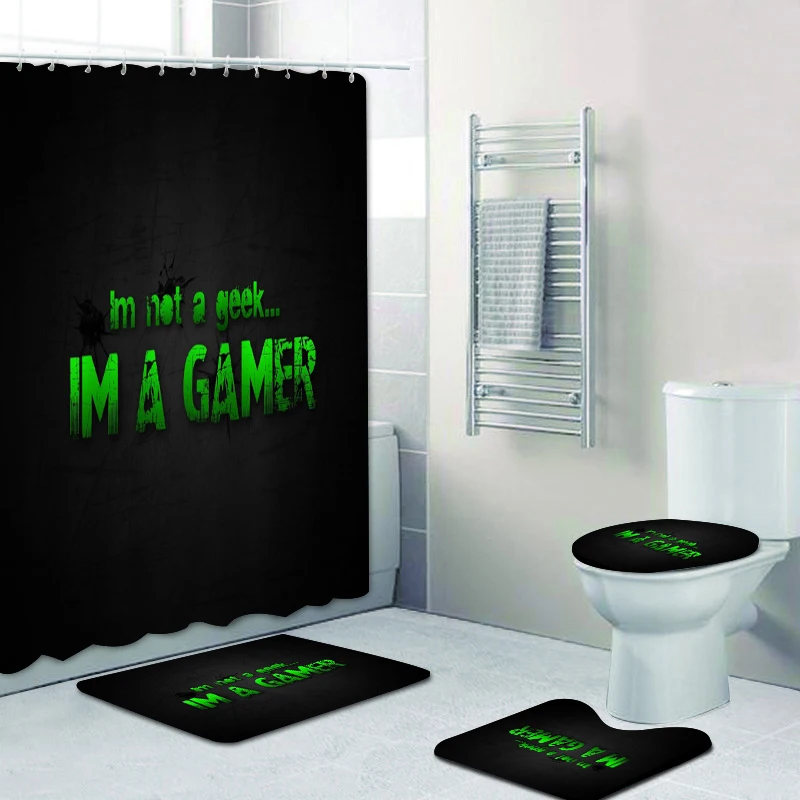 Cool Video Game Gaming Gift for Gamer Not Geek I'm a Gamer Bathroom Curtain Set with Bath Rug Carpet  for Bathtub Shower Curtain