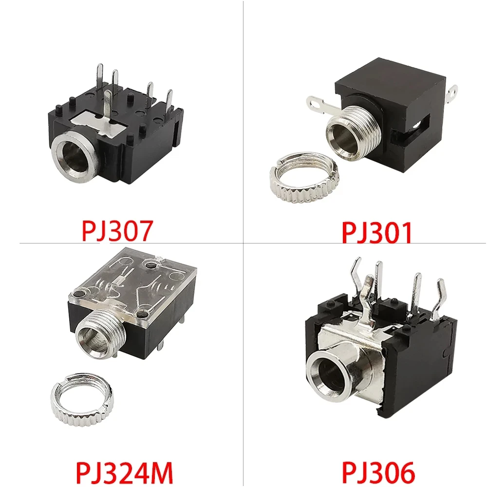 5Pcs/lot PJ301M/PJ306/PJ307/PJ324M 3.5mm 3/5 Pin Female Mono/Stereo Audio Headphone Jack Socket Adapter Connector