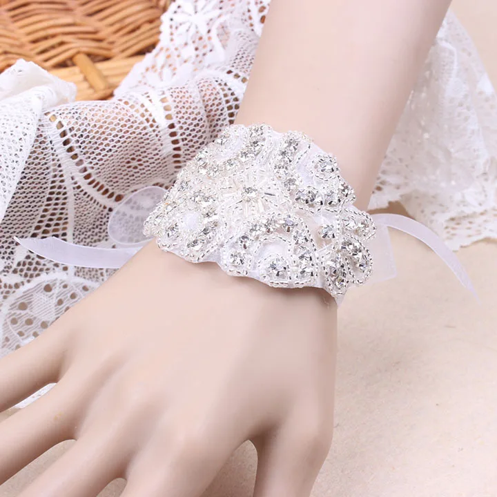 New High-end Luxury Retro Water Drill Bride Bracelet Wristband with Hand Ornaments Wedding Accessories