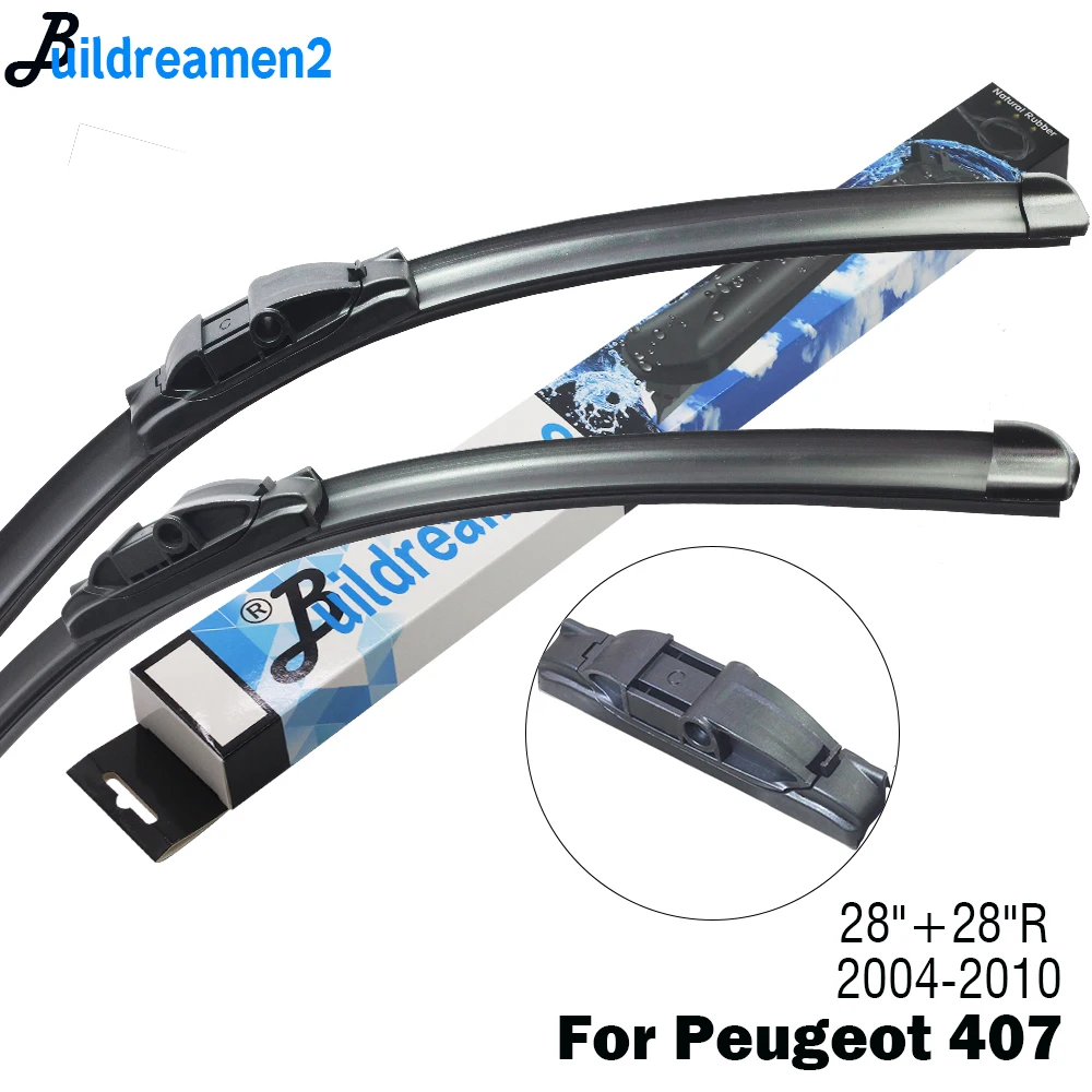 Buildreamen2 Car Wiper Blade Detachable Interface Rubber Windscreen Wiper For 2004-2010 Peugeot 407