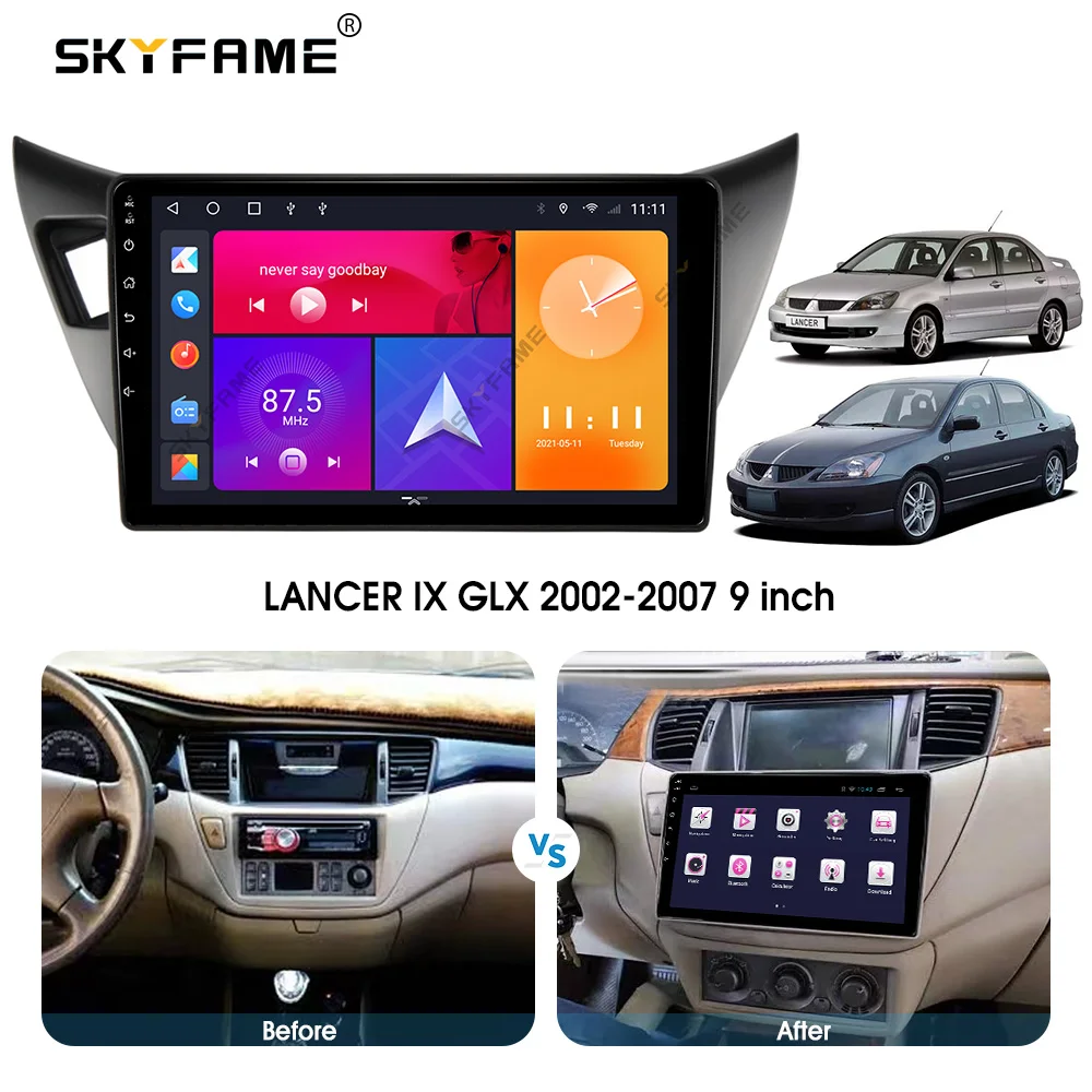 SKYFAME Adattatore per fascia per telaio auto Kit pannello di montaggio per cruscotto radio Android per Mitsubishi Lancer IX GLX
