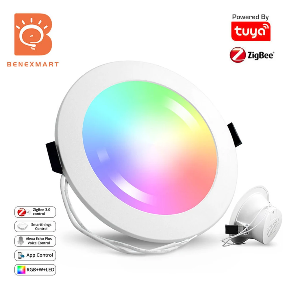 Benexmart Zigbee 3.0 Smart Ceiling Lamp LED Downlight Tuya SmartThings App RGBCW Dimmable Spotlighting Alexa Yandex Alice Voice