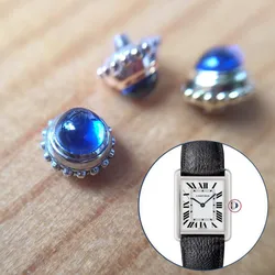 steel blue sapphire crystal watch crown for Car tier Tank 31mm*24.4mm and Ronde lady's watch