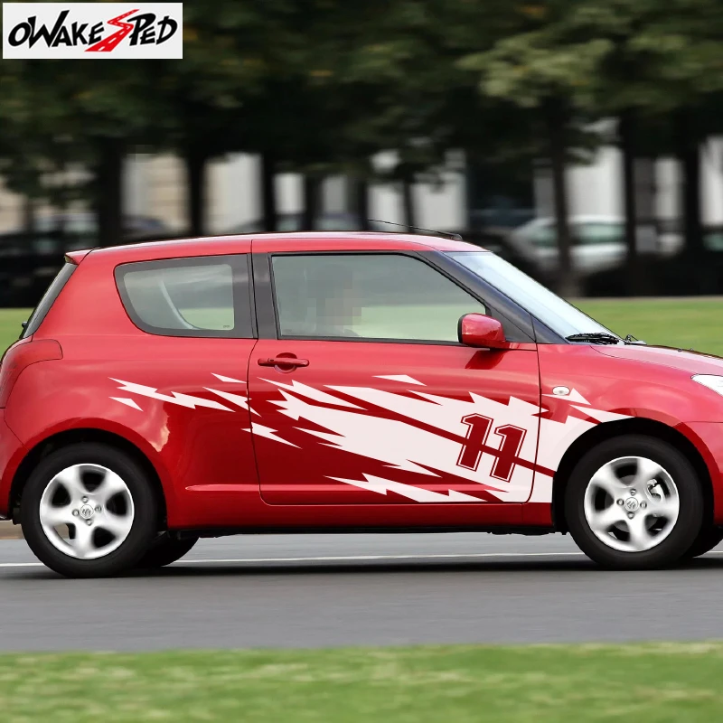 

1set Car Styling Body Both Side Decor Stickers For-SUZUKI SWIFT Racing Sport Styling Vinyl Decals Auto Door Strieps Stickers