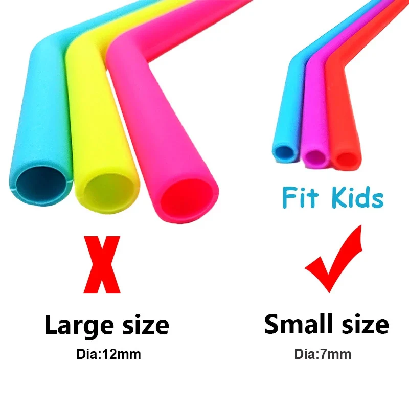 BOZZH 6Pcs Reusable Silicone Drinking Straws Food Grade Silicone Straws Drinking With Cleaning Brush Party Straws BPA Free