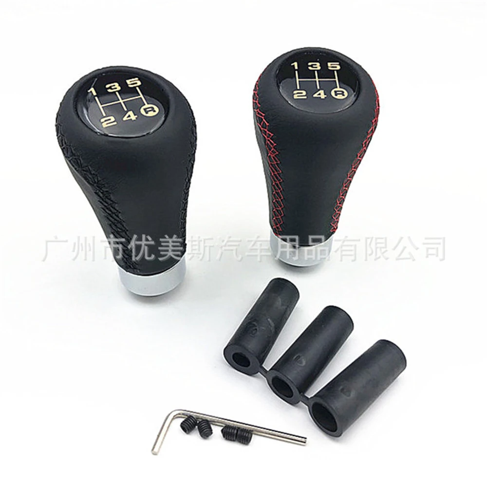 

Универсальная 5-скоростная 5R автомобильная красная кожаная ручка переключения передач AT MT, алюминиевый рычаг переключения передач, черные ручки