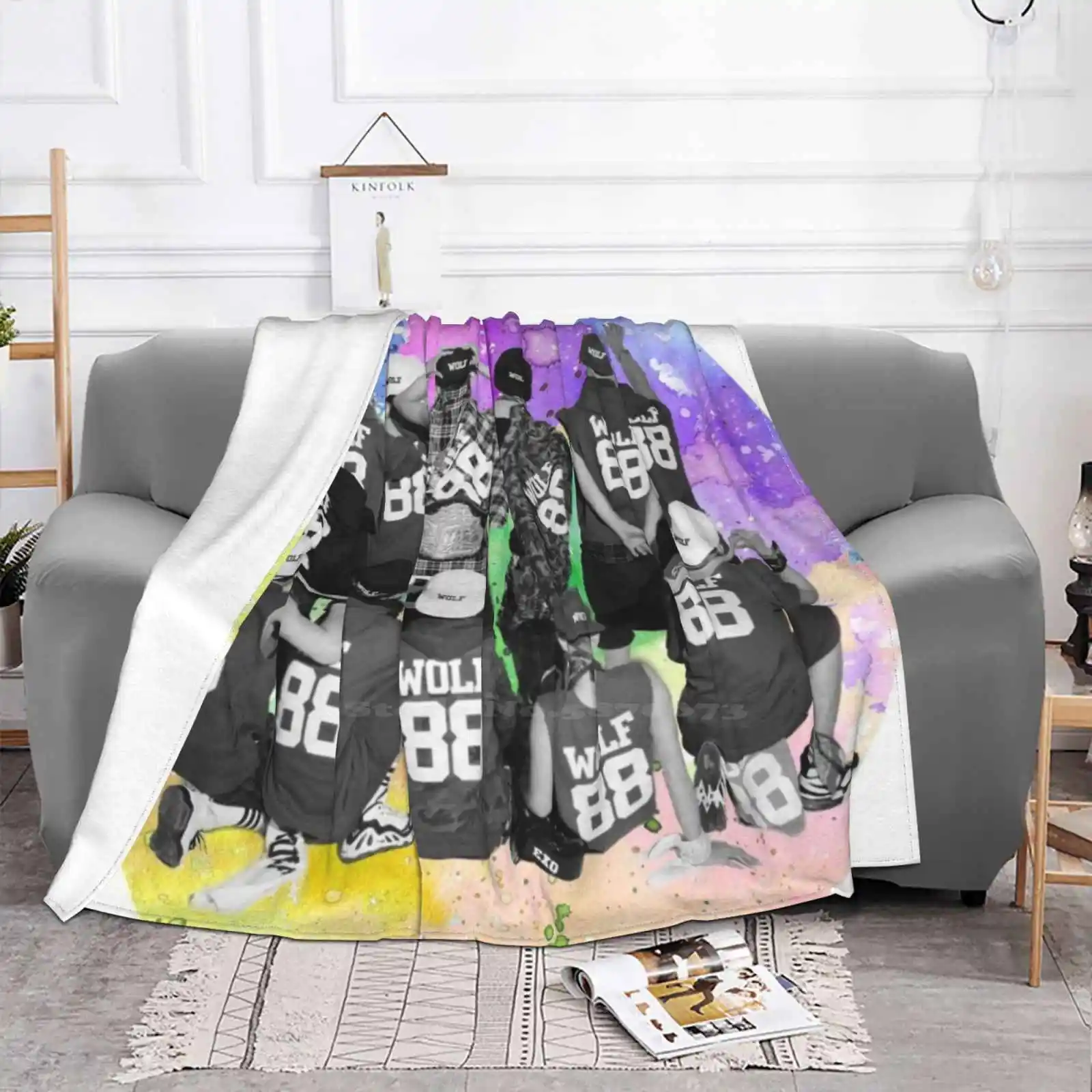 Wolves Creative Design Light Thin Soft Flannel Blanket Kpop Wolf Xiumin Suho Sehun Chanyeol Chen Kai Lay Baekhyun Luhan