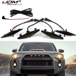 iJDM 4pc Set Smoked Lens Amber white Front Grille Lighting Kit For 2014-2019 Toyota 4Runner TRD Pro Grille , Includes 12V