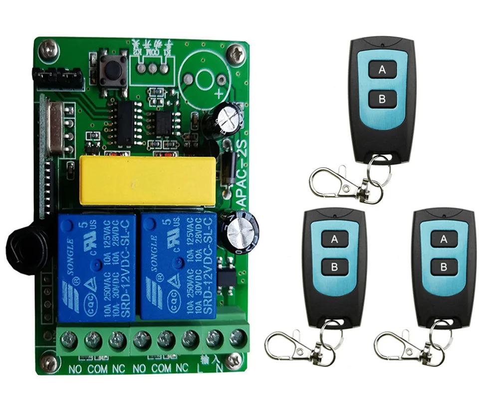 AC 220V 2 CH Channels 2CH RF Wireless Remote Control Switch Remote Control System receiver transmitter 1CH Relay 315/433 MHz