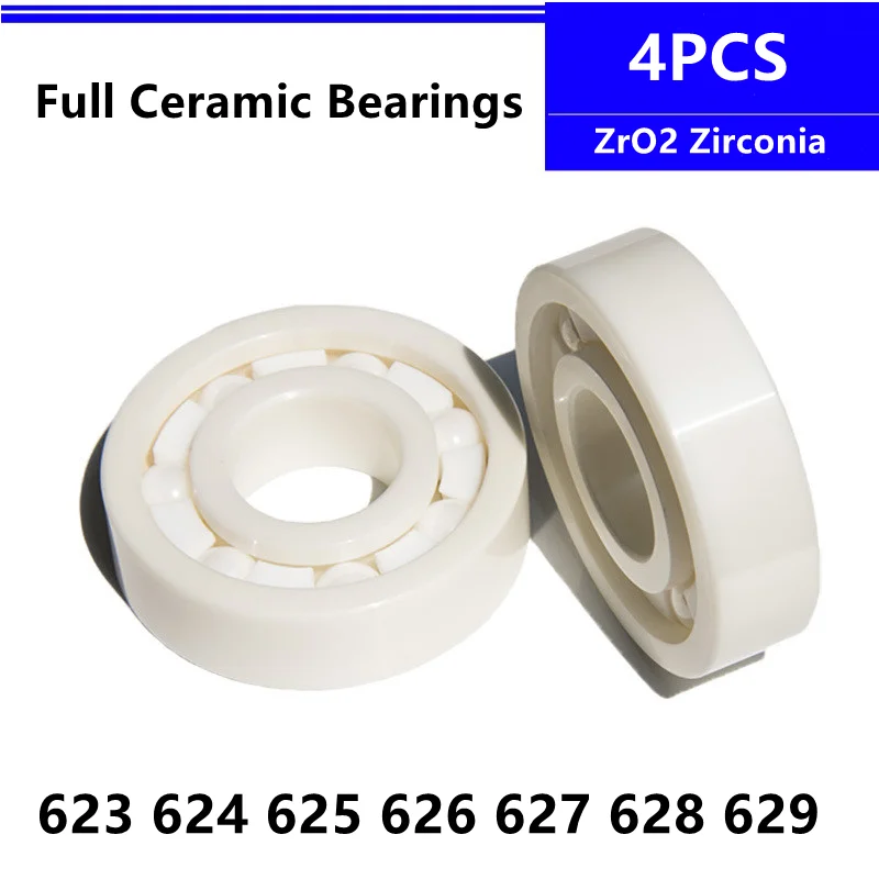 

4pcs ZrO2 Ceramic bearing 623 624 625 626 627 628 629 Zirconia Full ceramic Deep Groove Ball Bearings