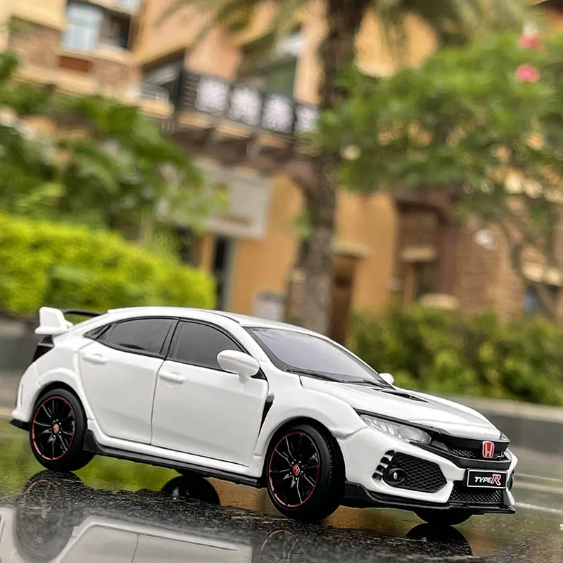 1/32 HONDA Civic Type R Alloy Car Model Diecasts Metal Toy Sports Car Vehicles Model Simulation Sound Light Collection Kids Gift