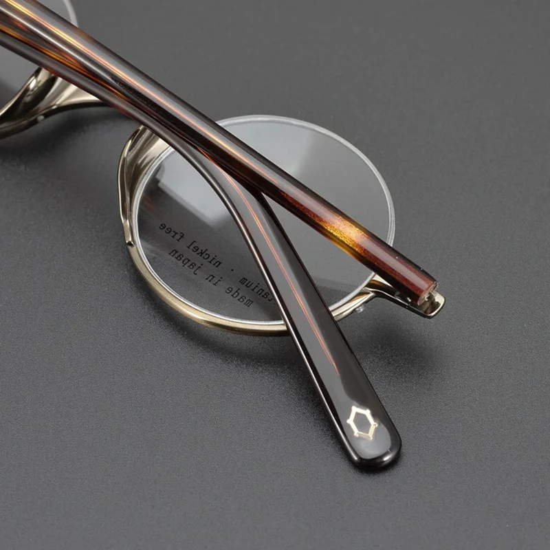 Japanese Handmade Pure Titanium Ultralight Glasses Frames Men\'s Half-Rim Retro Round Optical Eyeglasses Women Myopia Spectacles