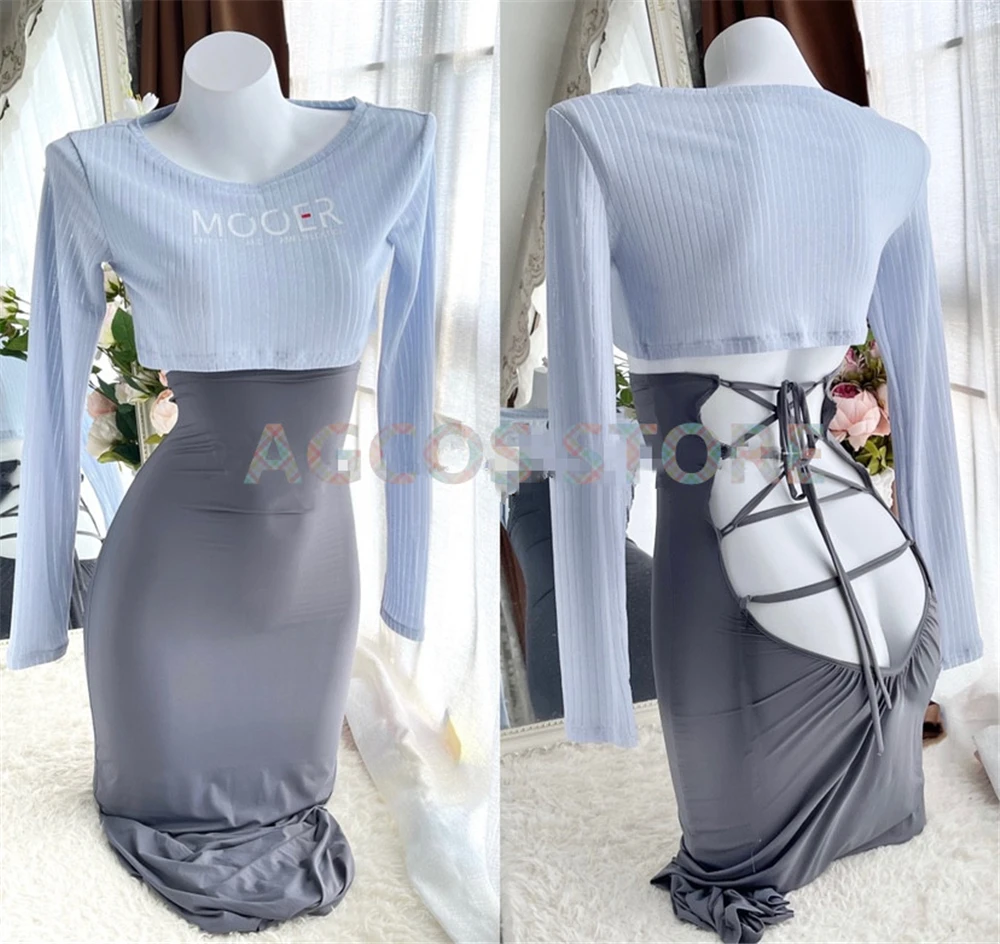 

AGCOS Original Design Guitar Girl Jumpsuits Dress Cosplay Costume Woman Strap Hollow Skirt Sexy Cosplay