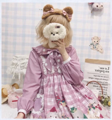 かわいいガールゴシックロリータ op cos クリスマススウィートロリータドレスヴィンテージレースちょうかわいい印刷ハイウエストビクトリア朝のドレス