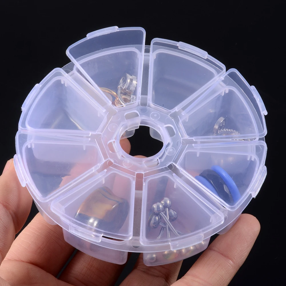 8 Slots Earrings Jewelry Storage Box Case Craft Organizer Beads Multi Grids Transparent Plastic Storage Box Portable Jewelry Box