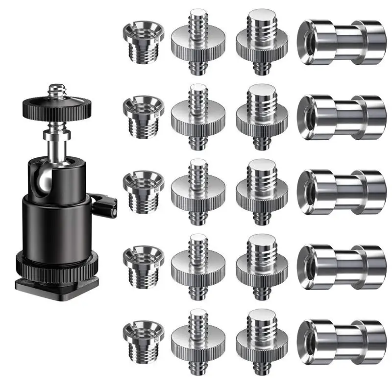 Camera Screw, 21 Pcs 1/4 Inch 3/8 Inch Converter Threaded Screws 1/4inch Hot Shoe Adapter Mount Camera Ball Head Set Camera/Trip