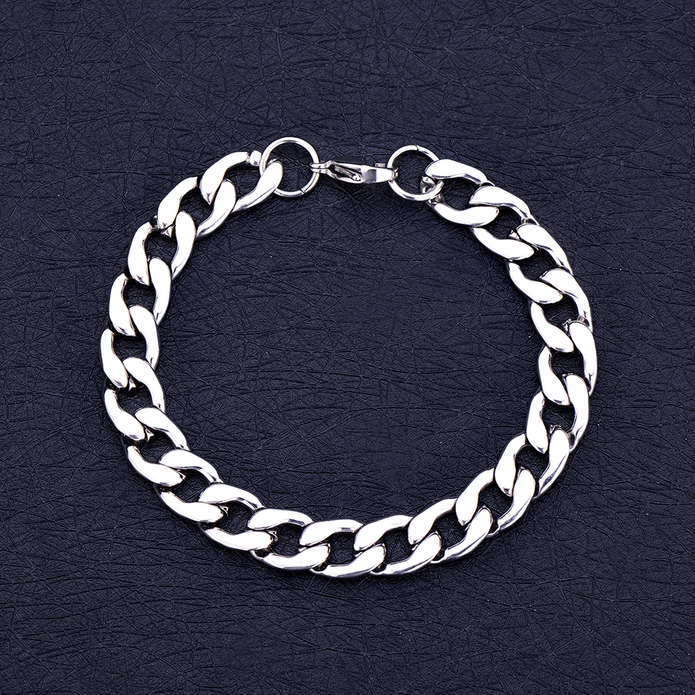 Width 8MM stainless steel Cuban chain necklace bracelet fashion jewelry set For men hip-hop rock style drop shipping