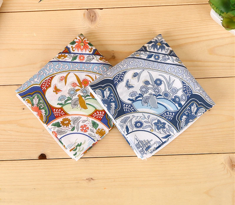 Cotton Blue and white porcelain Hip Hop Paisley Bandanas Head Wrap Headwear Handkerchief Vintage For Male Female Head Scarf