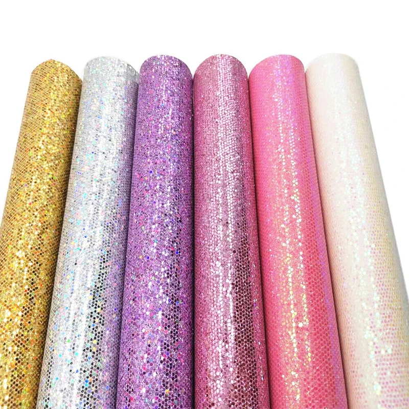 Self Adhesive Diamond Glitter PU Faux Leather Vinyl Sparkle Fabric Material Craft Bows Decor Handmade DIY