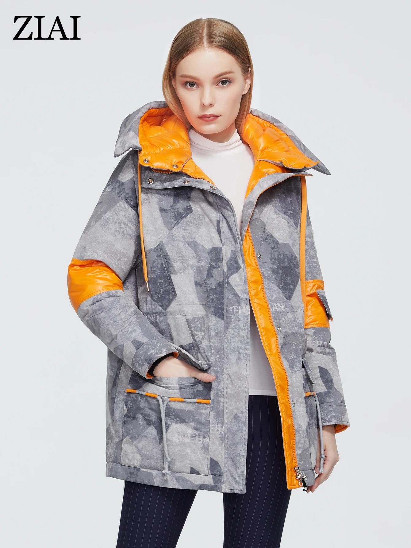 2022 New Winter Women's coat women sports warm parka fashion Camouflage color Double zipper design thick Jacket hooded  ZR-7222