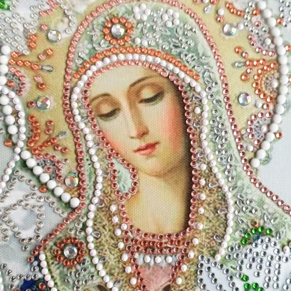 Diy 5D Special-shaped Diamond Painting Virgin Lily Cross Stitch Kit Embroidery Diamond Mosaic Picture Religious Icon Decor Gift