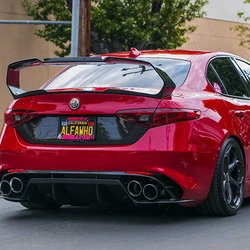 アルファロメオgiulia 2015-2019高品質炭素繊維リアブートウイングスポイラーーリアルーフスポイラーウイングトランクリップブーツカバー