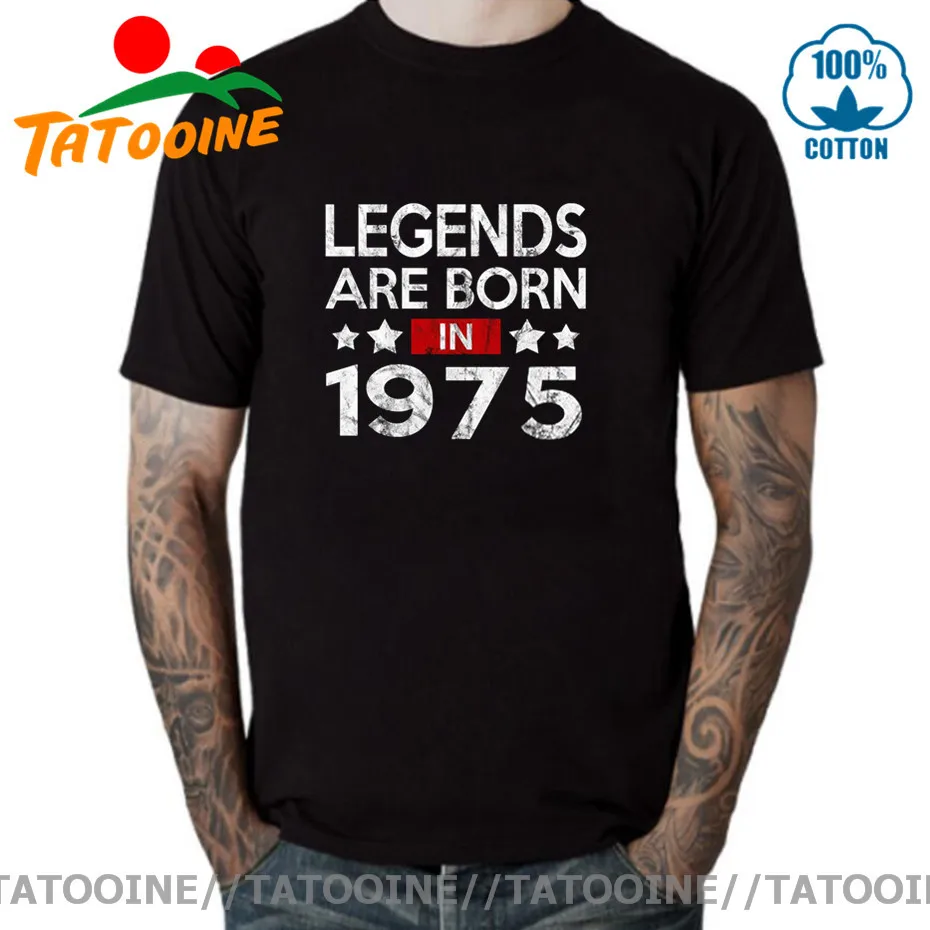 High quality 100% Authentic Made in 1975 T shirt Vintage Legends are Born in 1975 T-shirt Retro Father's Birthday gift tee shirt