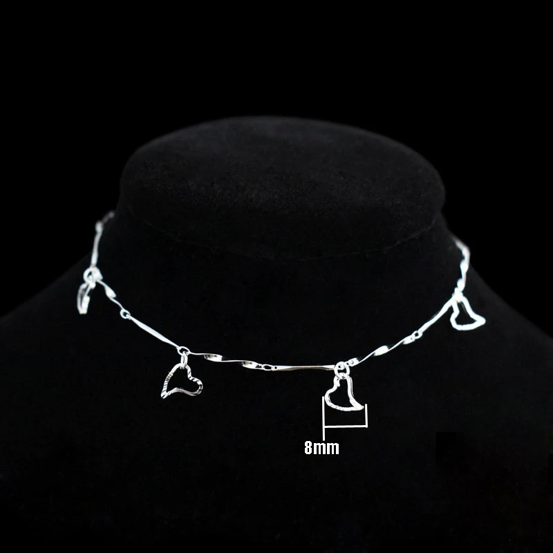 New Fashion Heart Pendant Anklet Foot Chain Ladies 925 Sterling Silver Beach Anklets Bracelet For Women Pulseras Jewelry Gift
