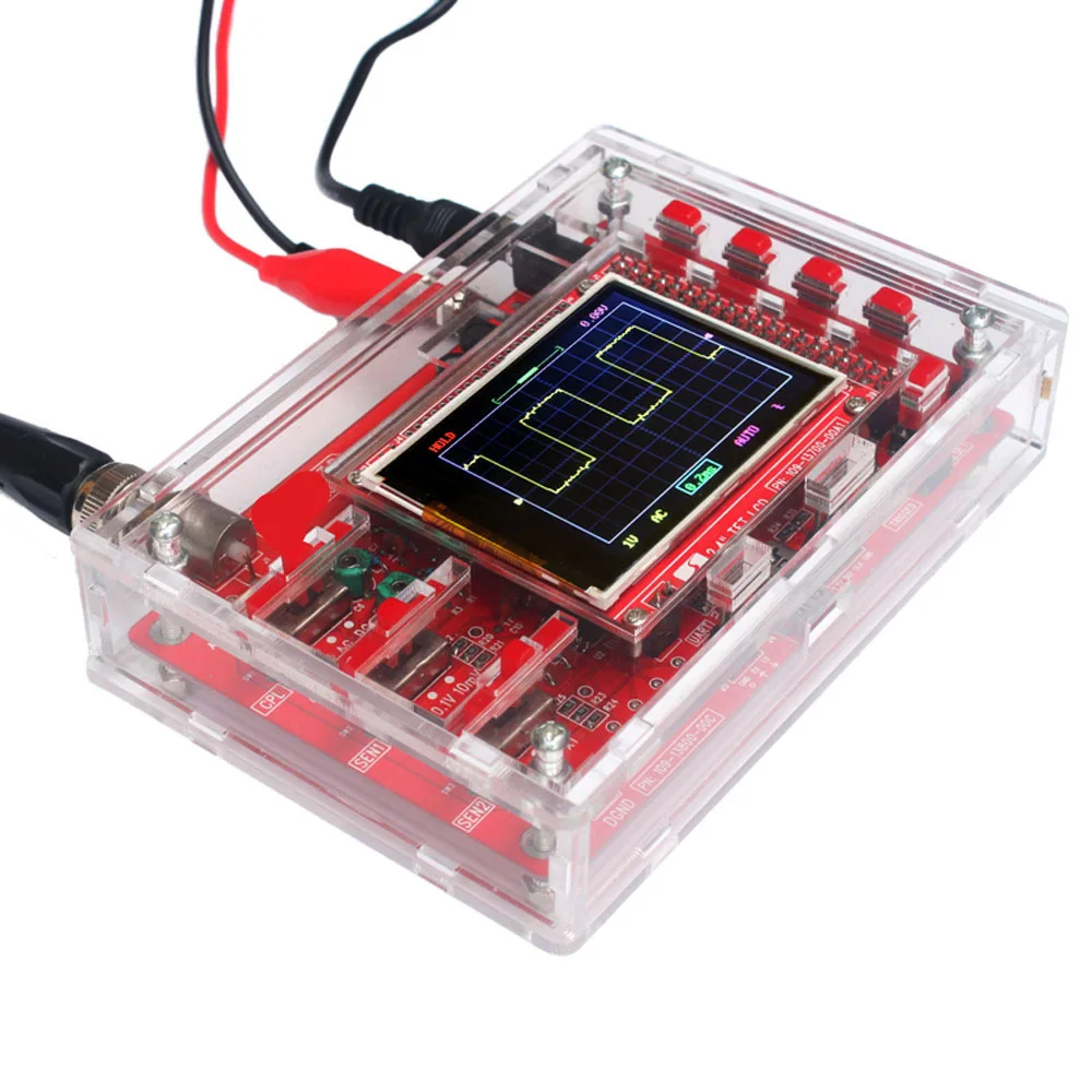 New DSO138 Mini Digital Oscilloscope DIY Kit SMD Parts Pre-soldered Electronic Learning Set 1MSa/s Transparent Case