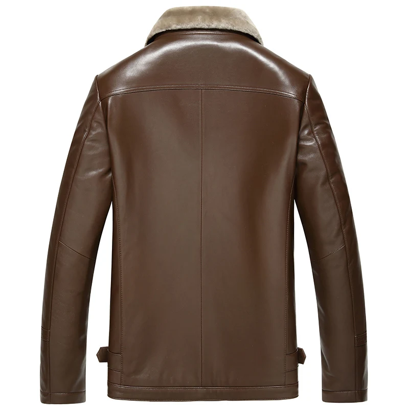 

Brown Arrival New Genuine Leather Jacket Men Thick Warm Down Sheepskin Male Warm Slim Leather Jacket Plus Size L-4XL YYJ0012
