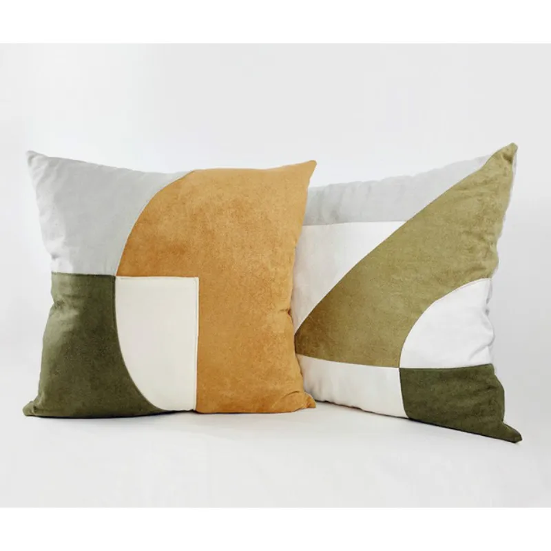 Brown Green Pillows Patchwork Cushion Case 45x45 Modern Decorative Pillow Cover For Sofa Chair Bedding Room Home Decorations