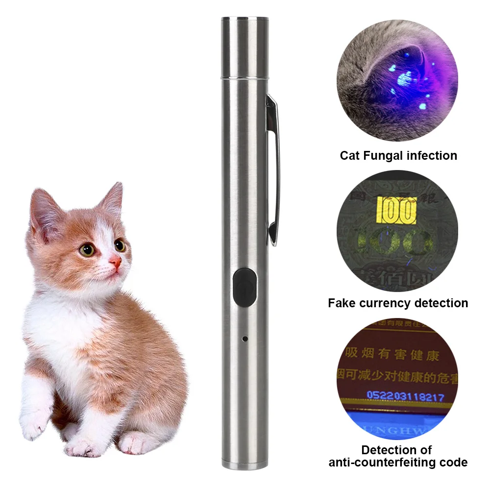 Wood's Lamp Skin Ultraviolet Light Waterproof Cat Moss Tinea Light Pet Fungus Detection 365 UV Black Mirror UV Flashlight