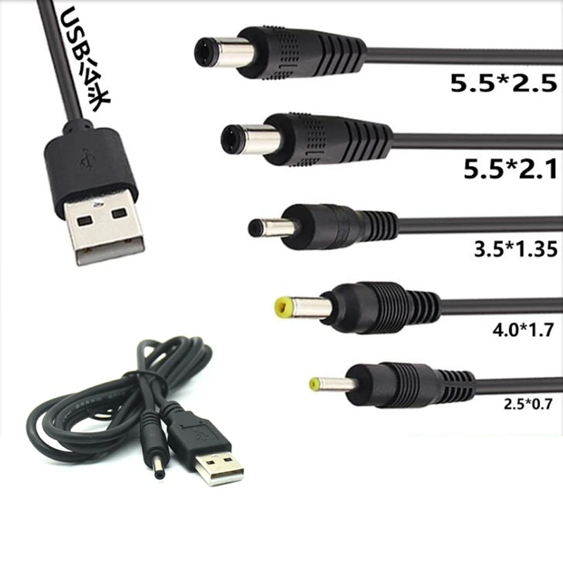 USB A Male to DC 2.5*0.7 3.5*1.35 4.0*1.7 5.5*2.1 5.5*2.5mm Power supply Plug Jack type A extension cable connector cords