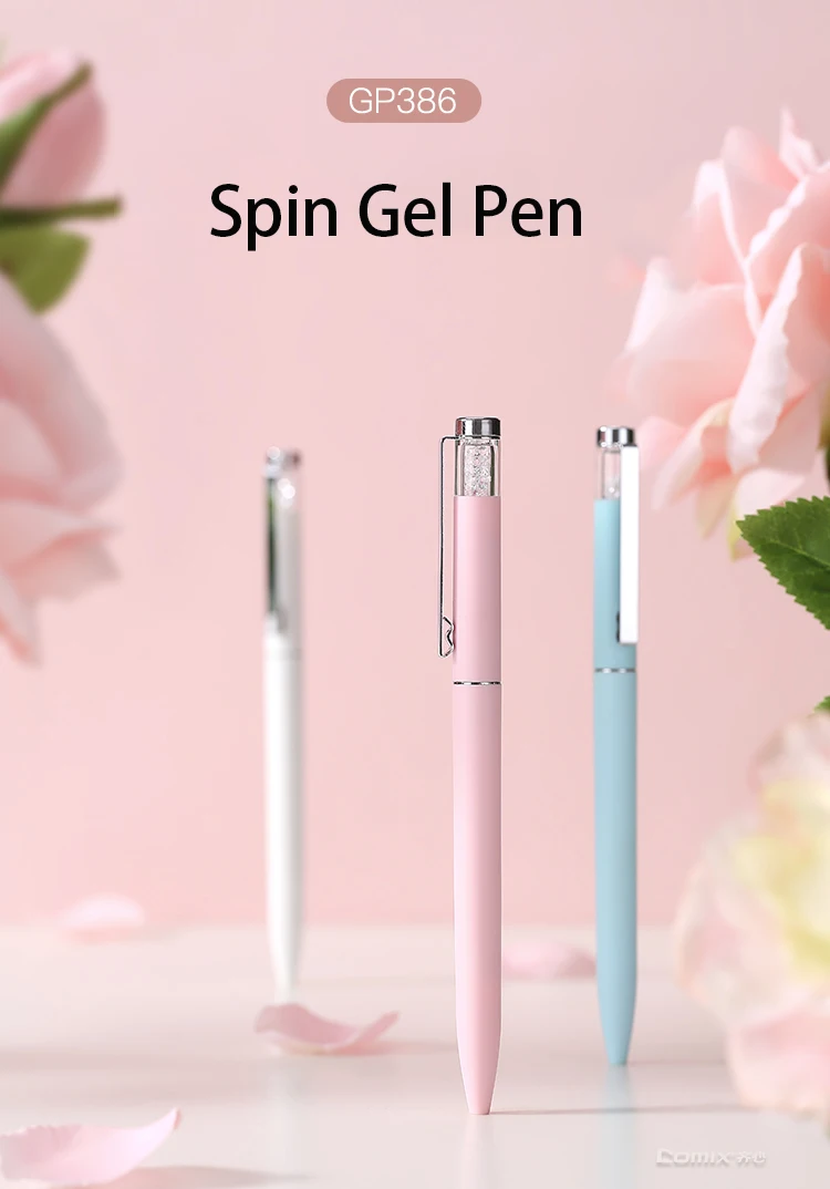 Metal Spin Crystal Gel Pens 0.5MM Black Ink Signing Pen Fast Dry Ballpoint Pen For Office School Stationery Supplies For Gift