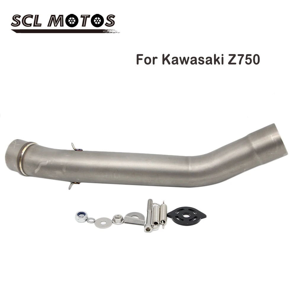 SCL MOTOS Motorcycle Stainless Steel Exhaust Pipe Middle Link Pipe For Kawasaki Z750 Z750R 2007-2012 Motorbike Accessories