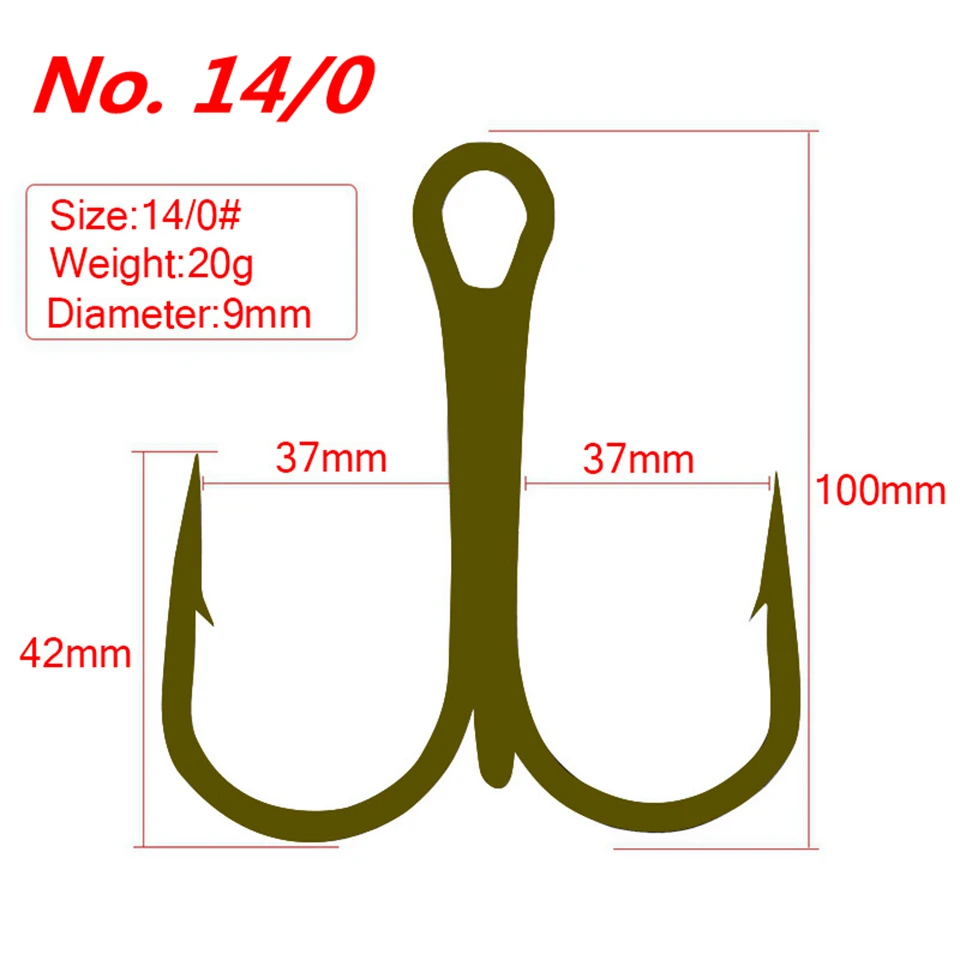 20pc Oversized 12/0 14/0 3 way swivel three anchors treble hook triple hook naked barbed hook pike fishing tackle Umbrella Rigs
