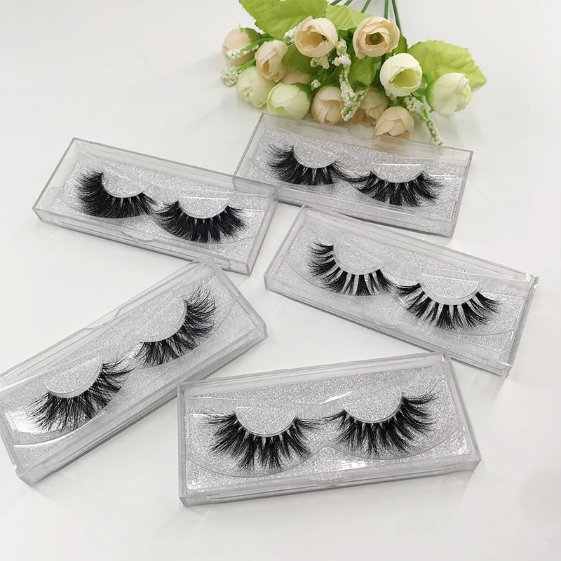 1 pair Mink Eyelashes Clear Band Lashes Handmade 5D Transparent Band Full Strip Lashes